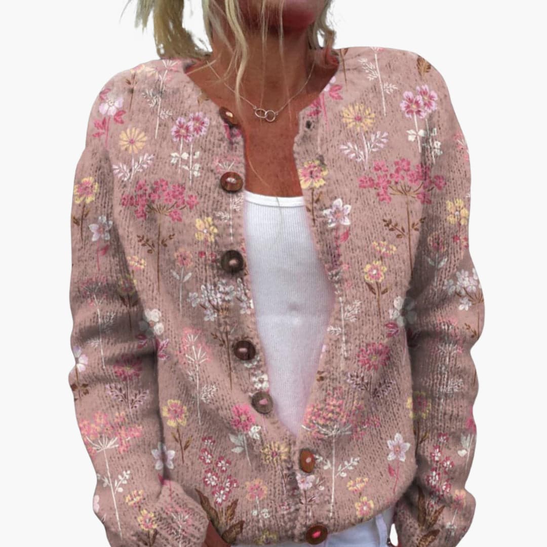 Marisol | Women's Floral Knit Button-Up Cardigan