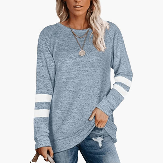 Sienna | Women's Long Sleeve Crew Neck Varsity Stripe Tunic Top