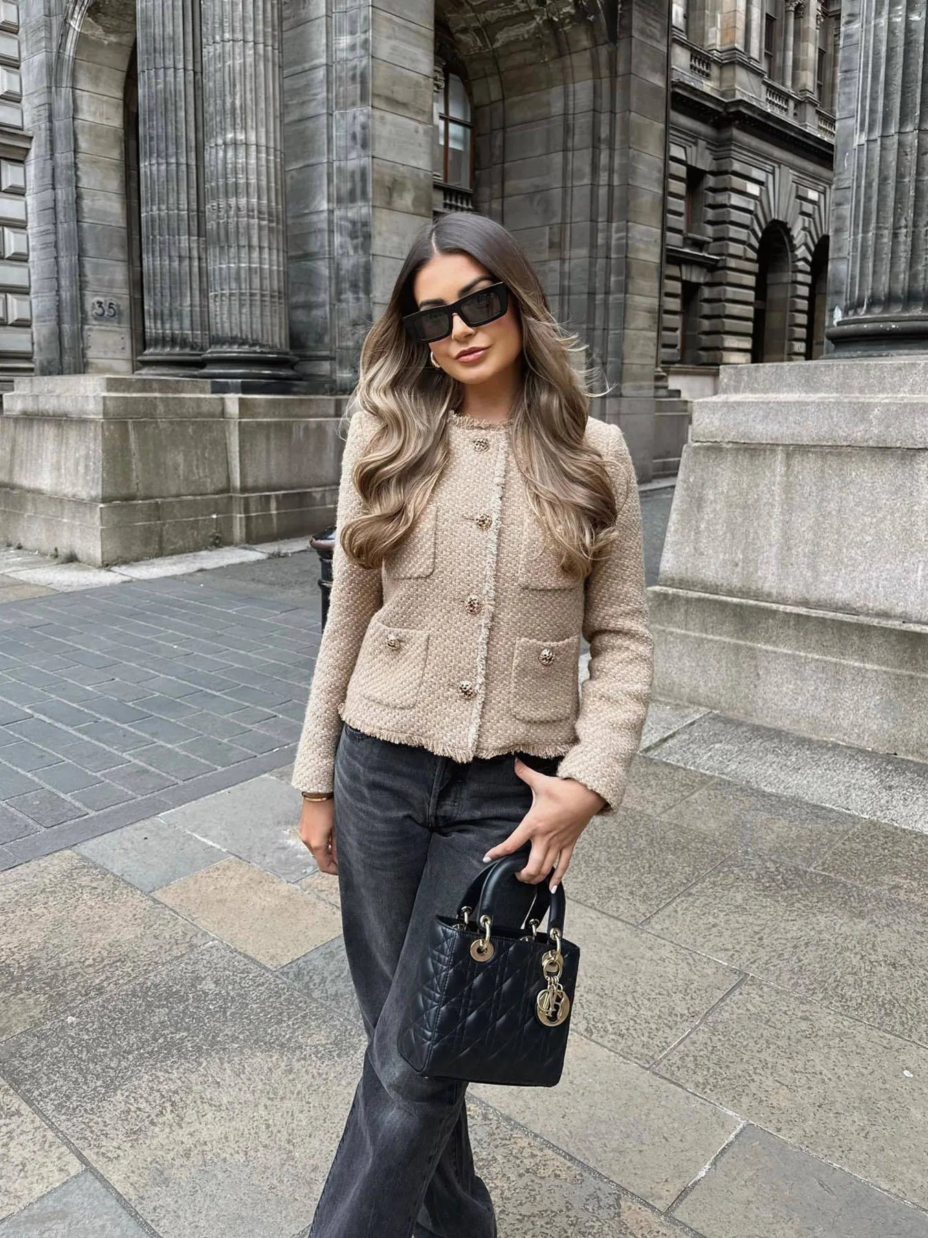 Vivienne | Women's Tweed Cropped Button-Front Jacket