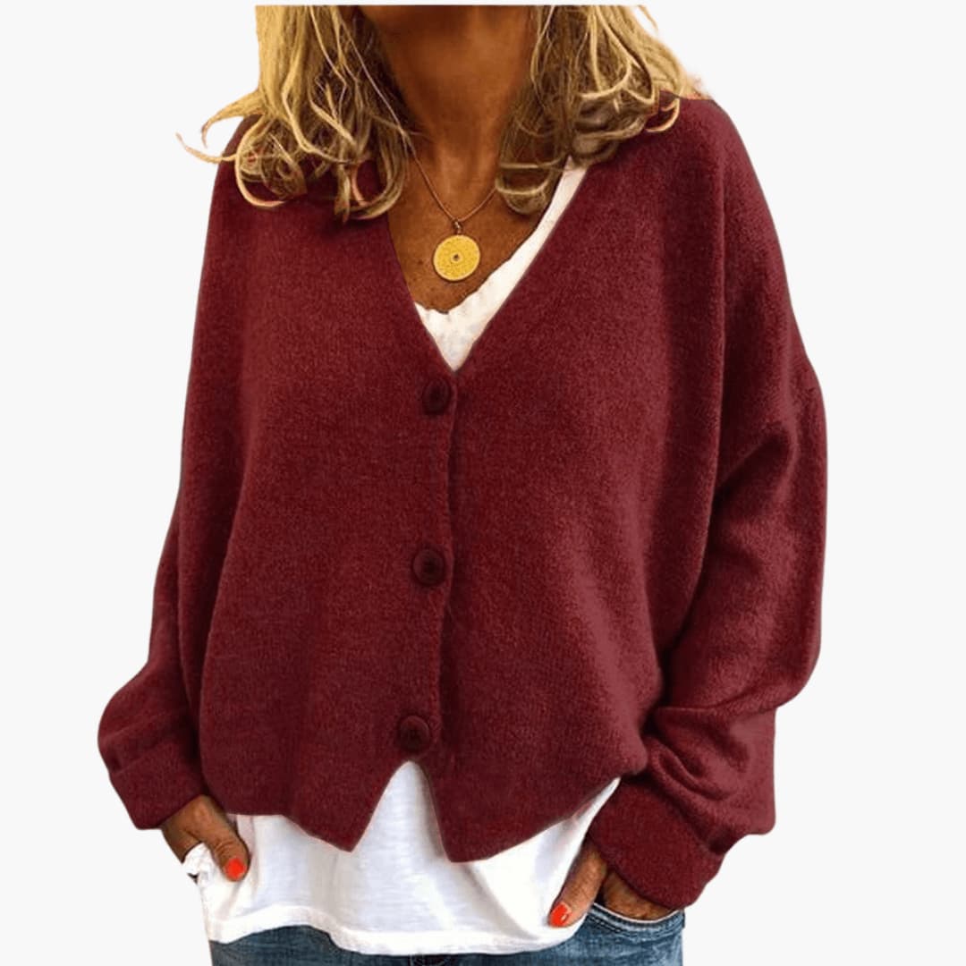 Marlowe | Women's Knitted Button-Up V-Neck Cardigan