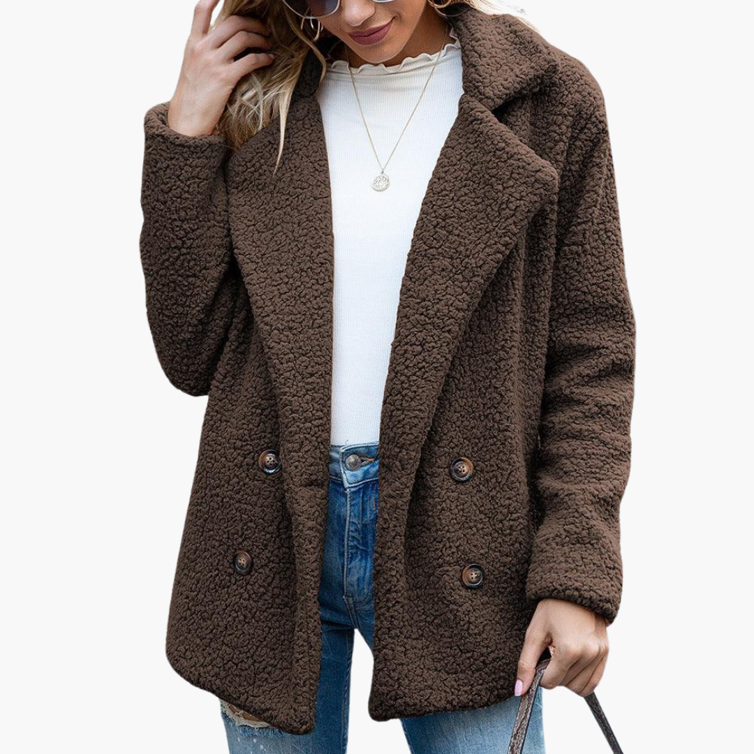 Marlowe | Women's Oversized Teddy Lapel Collar Faux Fur Jacket