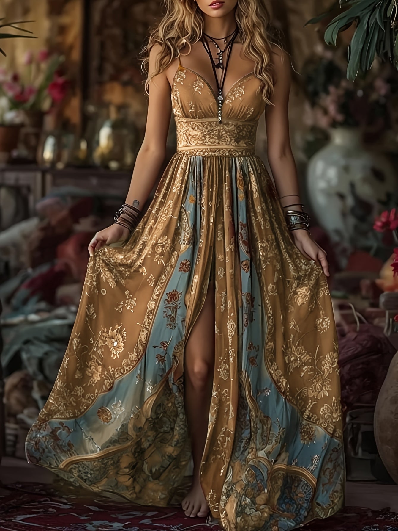 Seraphina | Women's Boho Floral Cami Maxi Dress