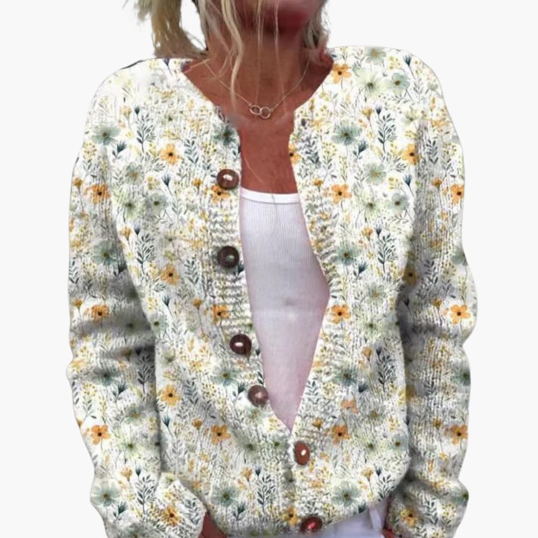 Marisol | Women's Floral Knit Button-Up Cardigan