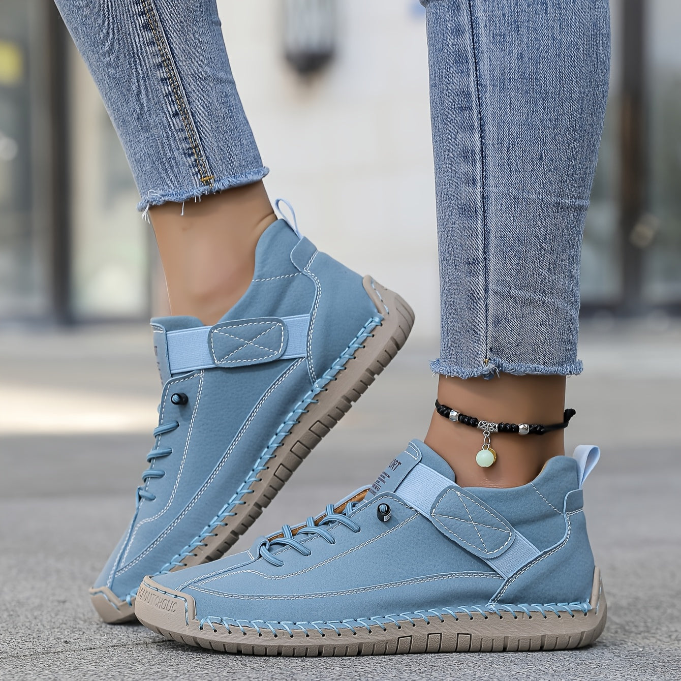 Tamsin | Women's Stitch Detail Lace Up Comfortable Flat Sneaker