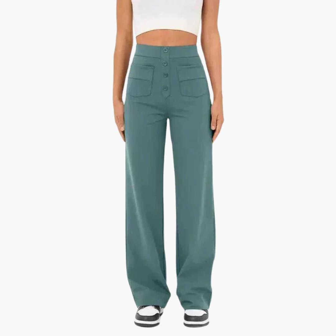 Marlowe | Women's High Waisted Wide Leg Patch Pocket Trousers