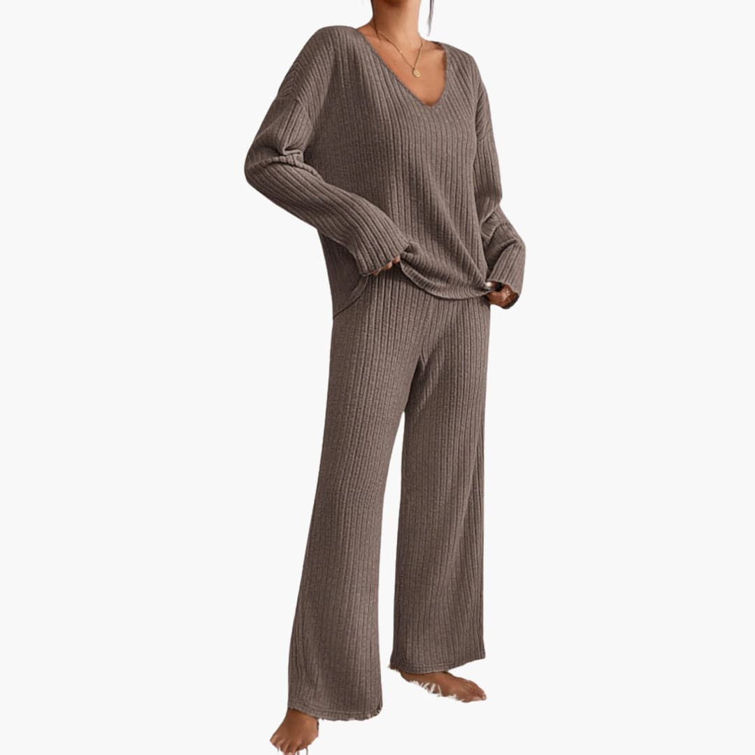 Neutral Haven | Women's Ribbed Knit Lounge Set
