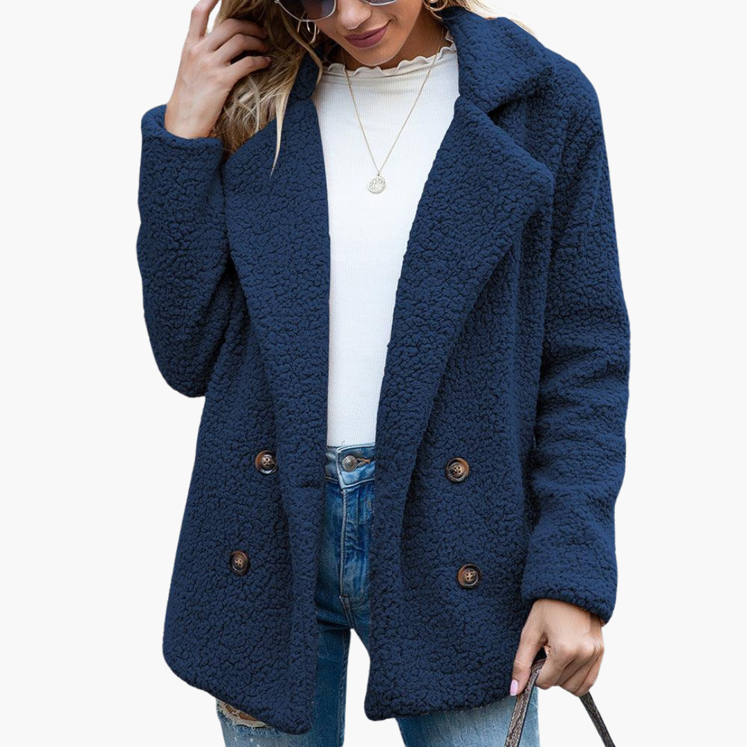 Marlowe | Women's Oversized Teddy Lapel Collar Faux Fur Jacket