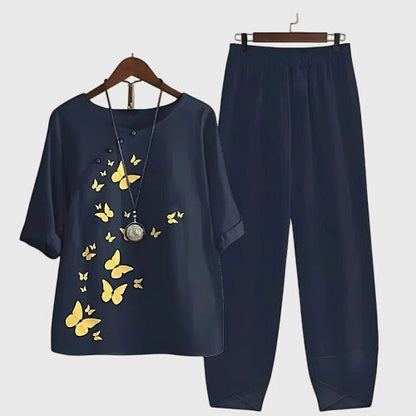 Rosalind | Women's Butterfly Print Loose Fit Two Piece Set