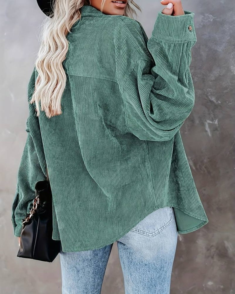 Wrenley | Women's Corduroy Oversized Button Down Shirt