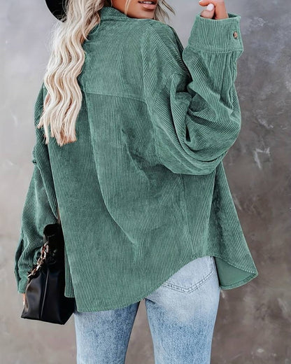 Wrenley | Women's Corduroy Oversized Button Down Shirt