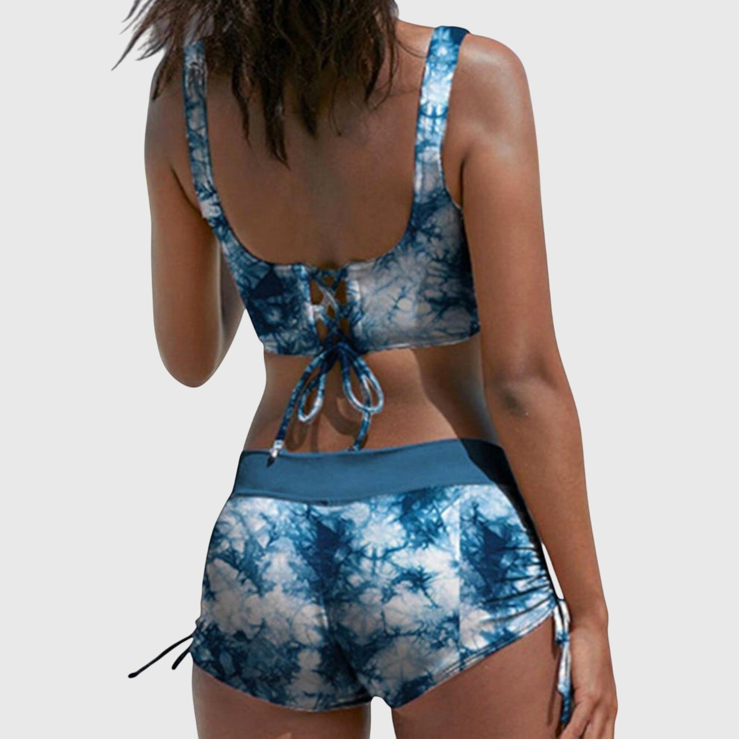 Freya | Camo Two Piece Swimsuit Wrap Crop Top Shorts