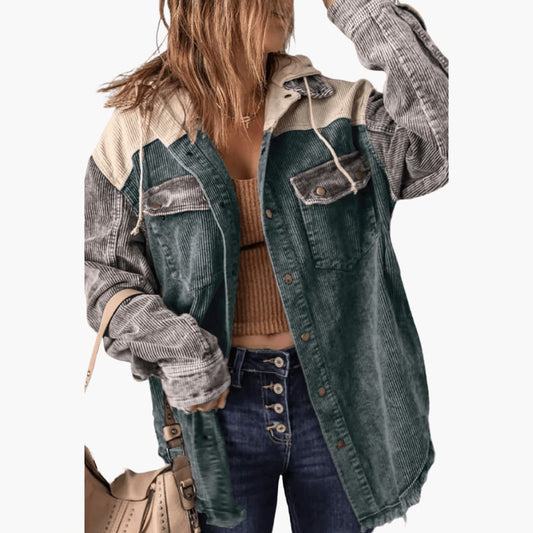 Marlowe | Women's Colorblock Corduroy Button-Up Shacket