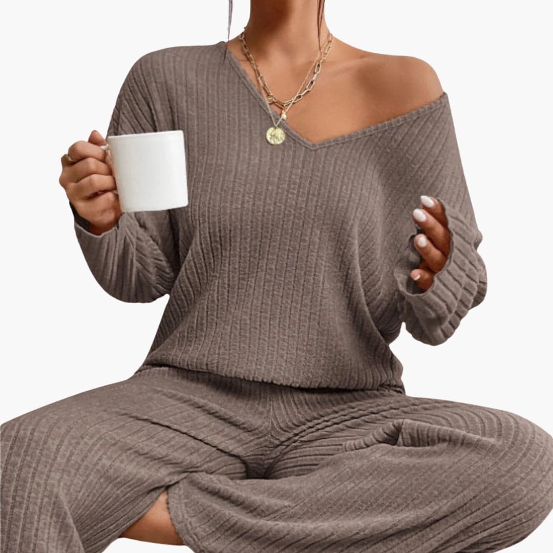 Neutral Haven | Women's Ribbed Knit Lounge Set