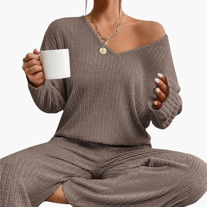 Neutral Haven | Women's Ribbed Knit Lounge Set