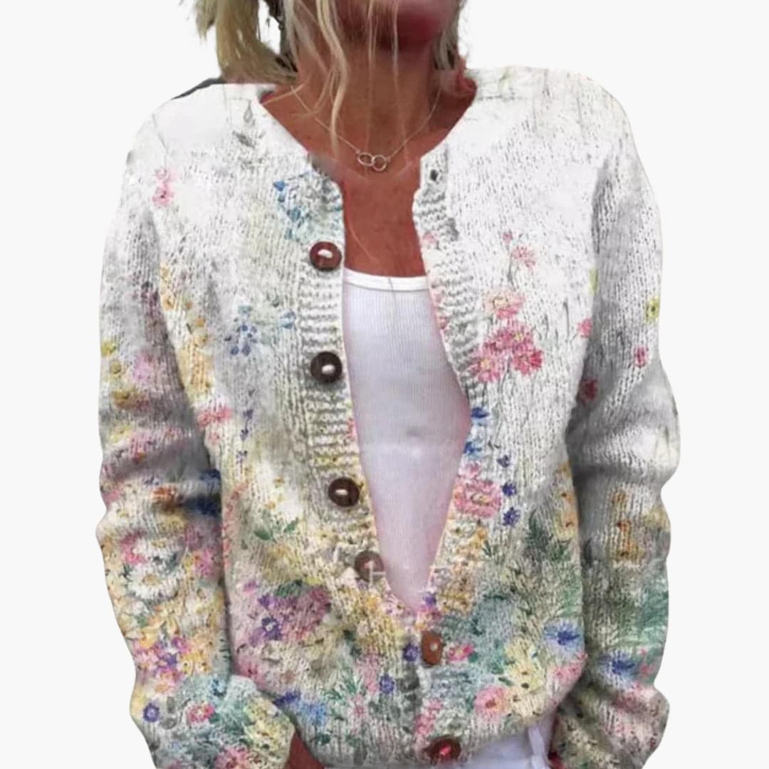 Marisol | Women's Floral Knit Button-Up Cardigan