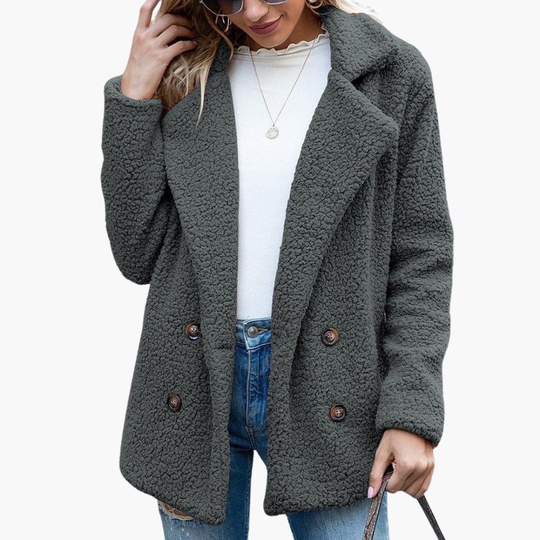 Marlowe | Women's Oversized Teddy Lapel Collar Faux Fur Jacket