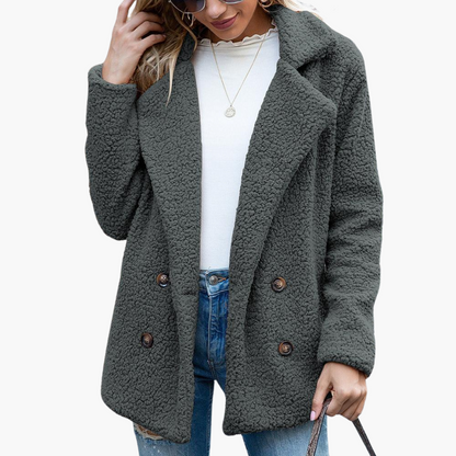 Marlowe | Women's Oversized Teddy Lapel Collar Faux Fur Jacket