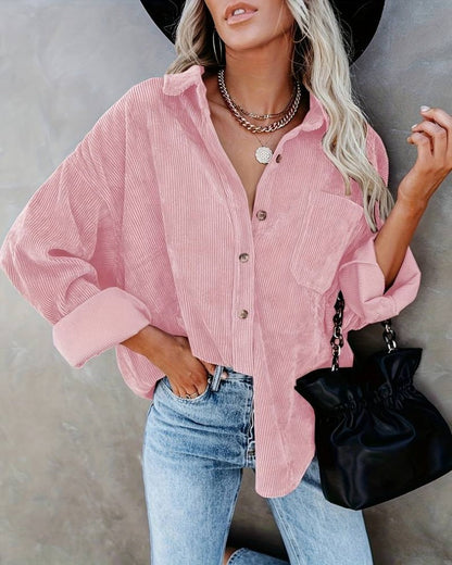 Wrenley | Women's Corduroy Oversized Button Down Shirt