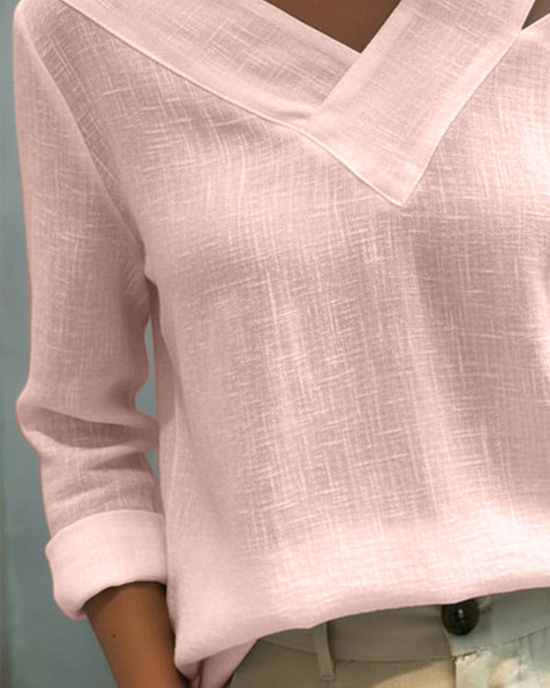 Aria | Off Shoulder Asymmetric V Neck Long Sleeve Relaxed Top