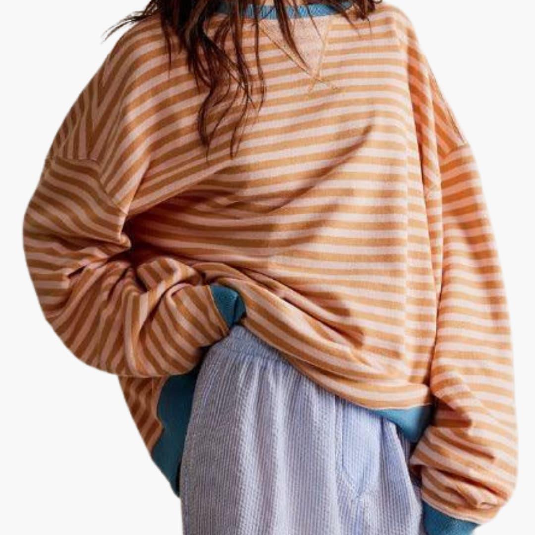 Marlowe | Women's Striped Relaxed Long Sleeve Top