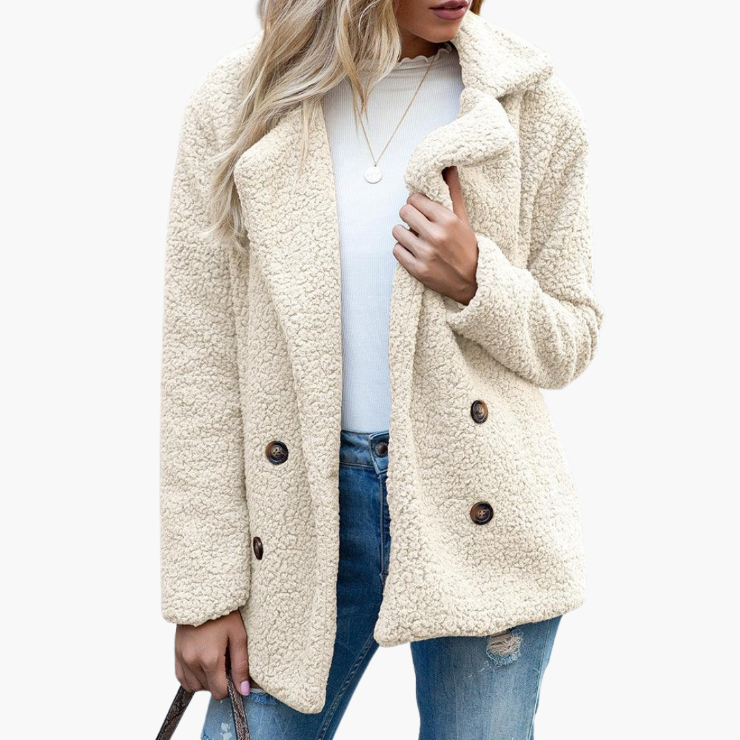 Marlowe | Women's Oversized Teddy Lapel Collar Faux Fur Jacket