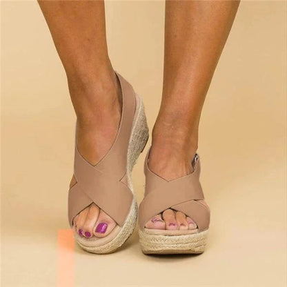 Neve | Cross Strap Espadrille Wedge Slingback Orthopedic Sandal