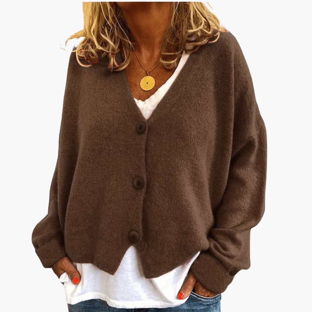 Marlowe | Women's Knitted Button-Up V-Neck Cardigan