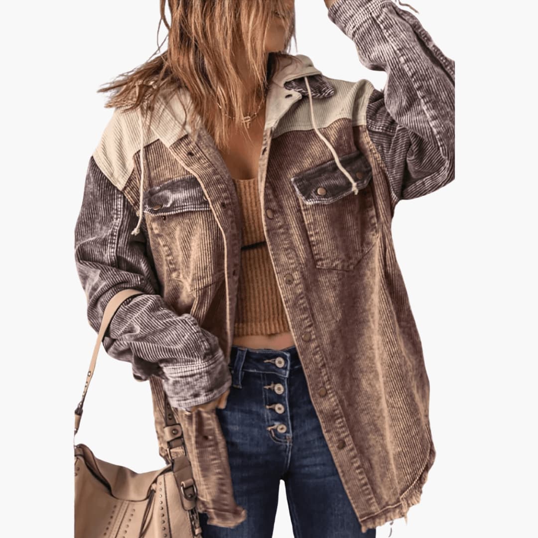 Marlowe | Women's Colorblock Corduroy Button-Up Shacket