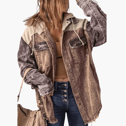 Marlowe | Women's Colorblock Corduroy Button-Up Shacket