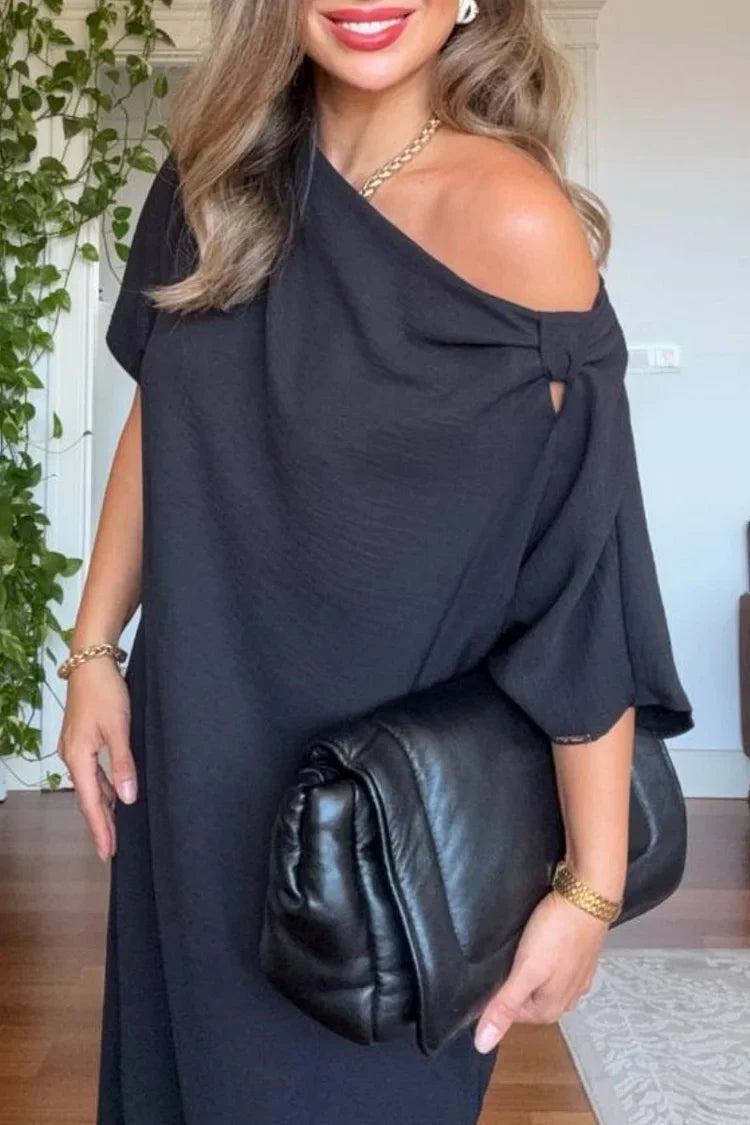 Seraphina | Women's Asymmetric One-Shoulder Draped Maxi Dress