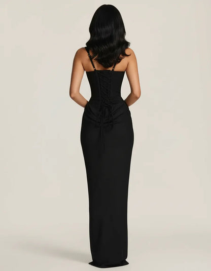 Amara | Women's Corset Bodice Draped Maxi Dress