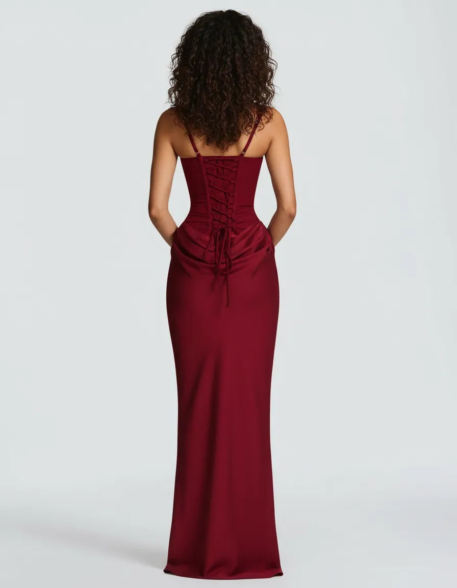 Amara | Women's Corset Bodice Draped Maxi Dress