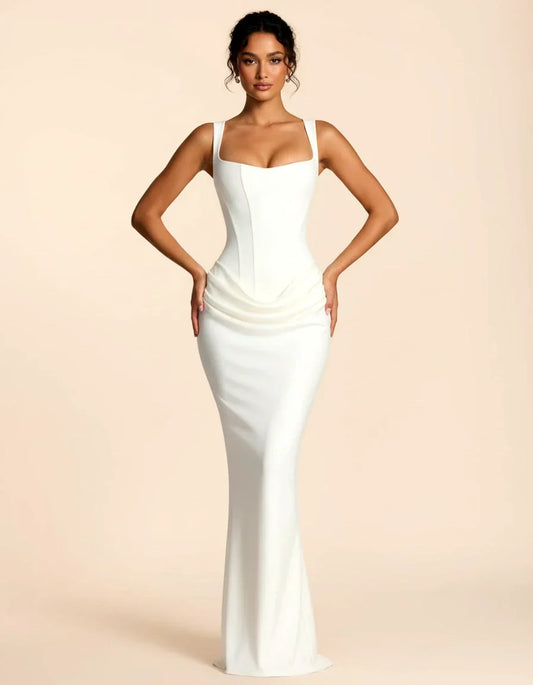 Amara | Women's Corset Bodice Draped Maxi Dress