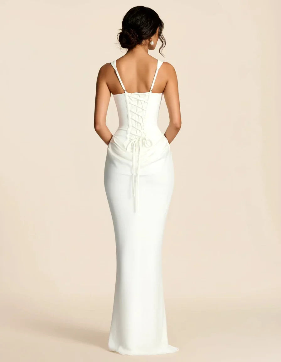 Amara | Women's Corset Bodice Draped Maxi Dress