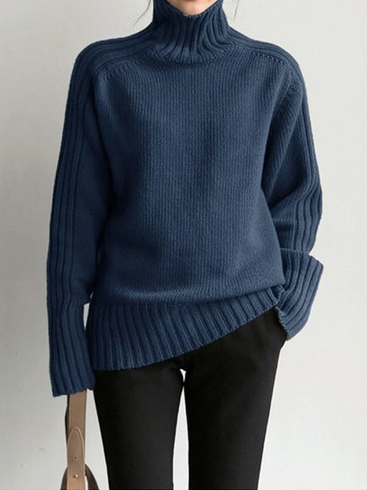 Yvaine | Women's Ribbed Turtleneck Cable Knit Pullover Sweater