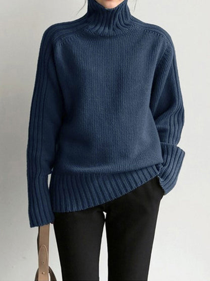 Yvaine | Women's Ribbed Turtleneck Cable Knit Pullover Sweater