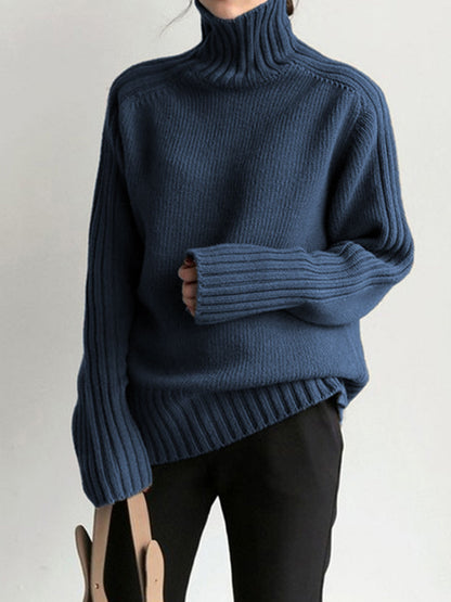 Yvaine | Women's Ribbed Turtleneck Cable Knit Pullover Sweater