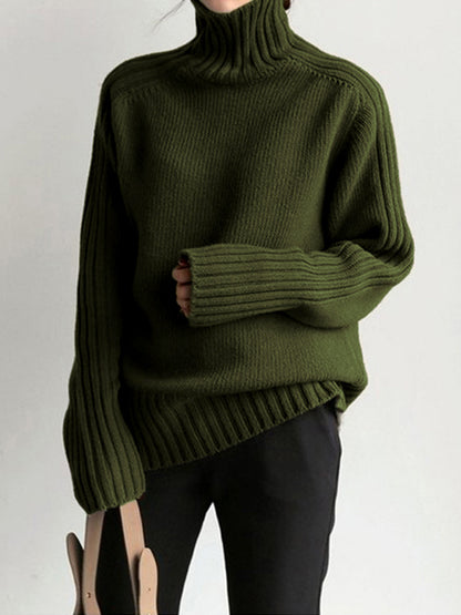 Yvaine | Women's Ribbed Turtleneck Cable Knit Pullover Sweater