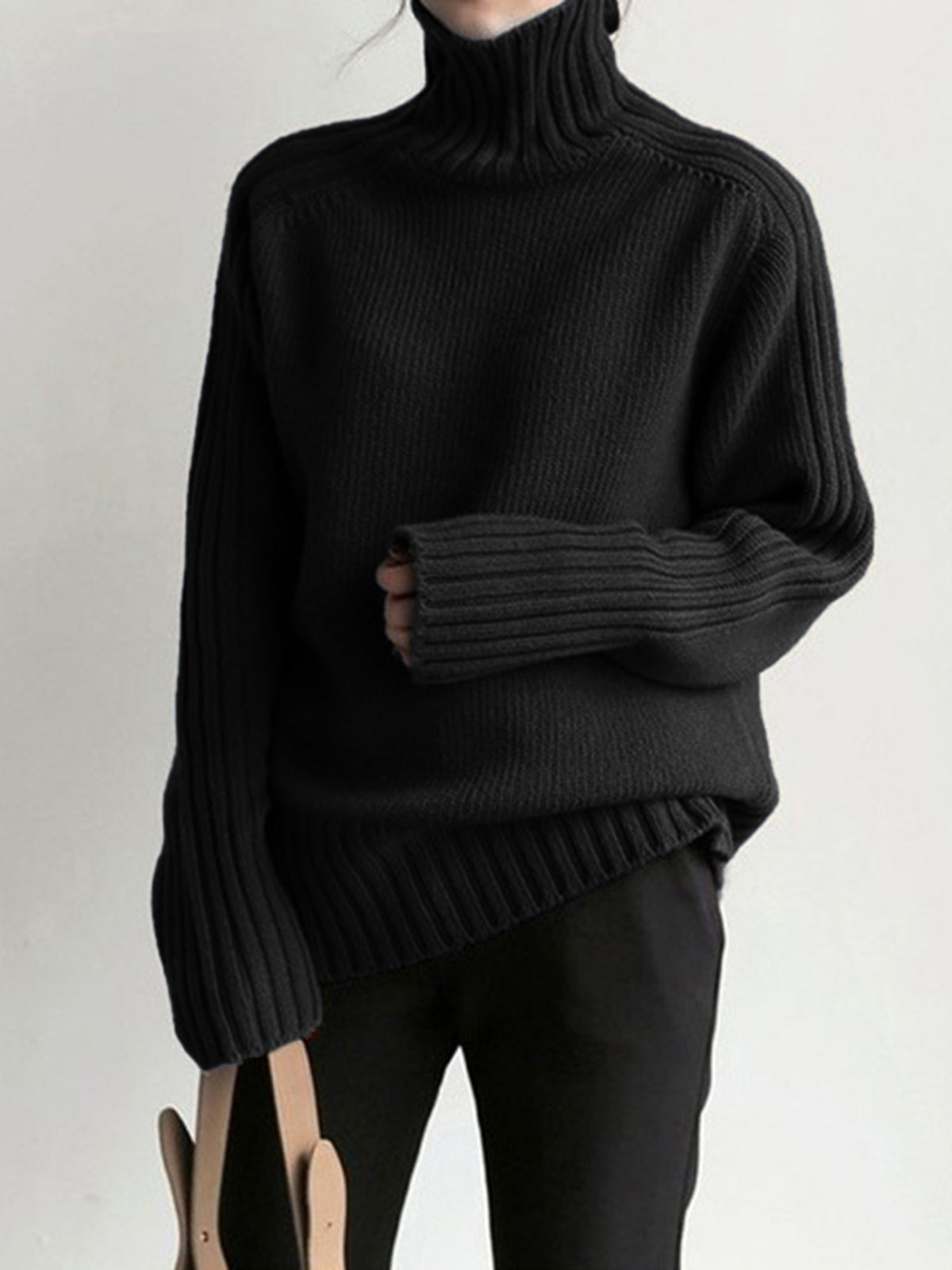 Yvaine | Women's Ribbed Turtleneck Cable Knit Pullover Sweater