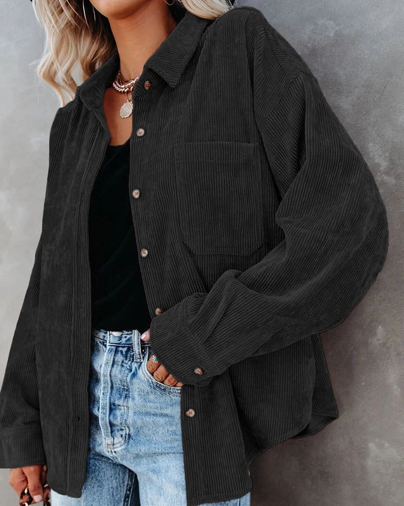 Wrenley | Women's Corduroy Oversized Button Down Shirt