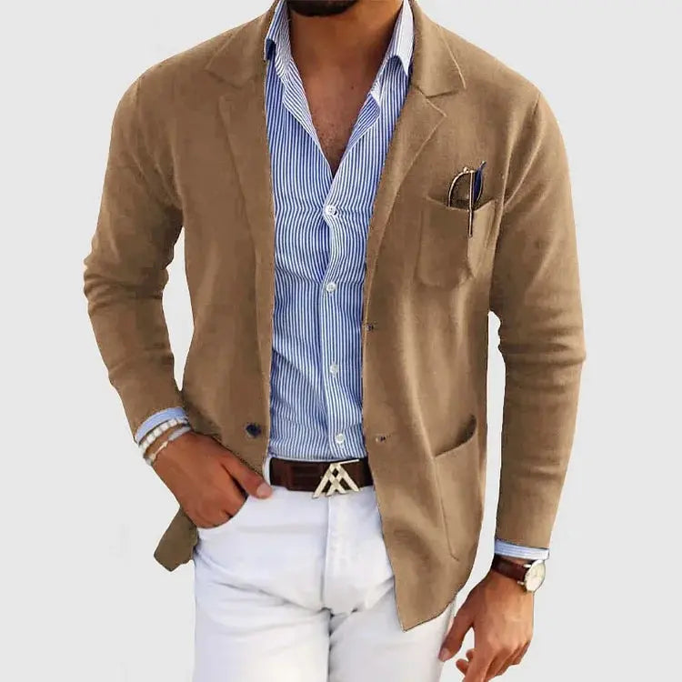 Emmett | Men's Knit Notched Lapel Front Pocket Blazer