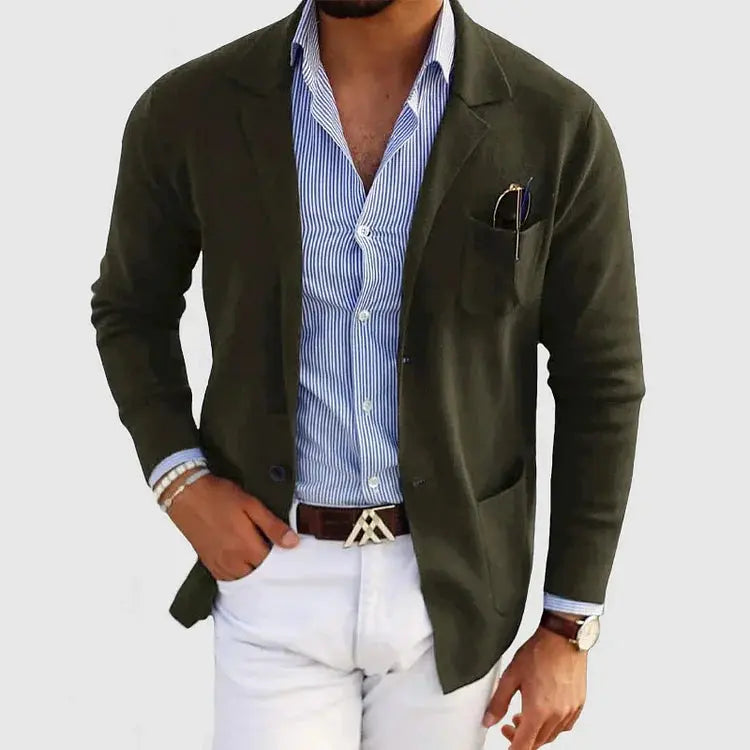 Emmett | Men's Knit Notched Lapel Front Pocket Blazer