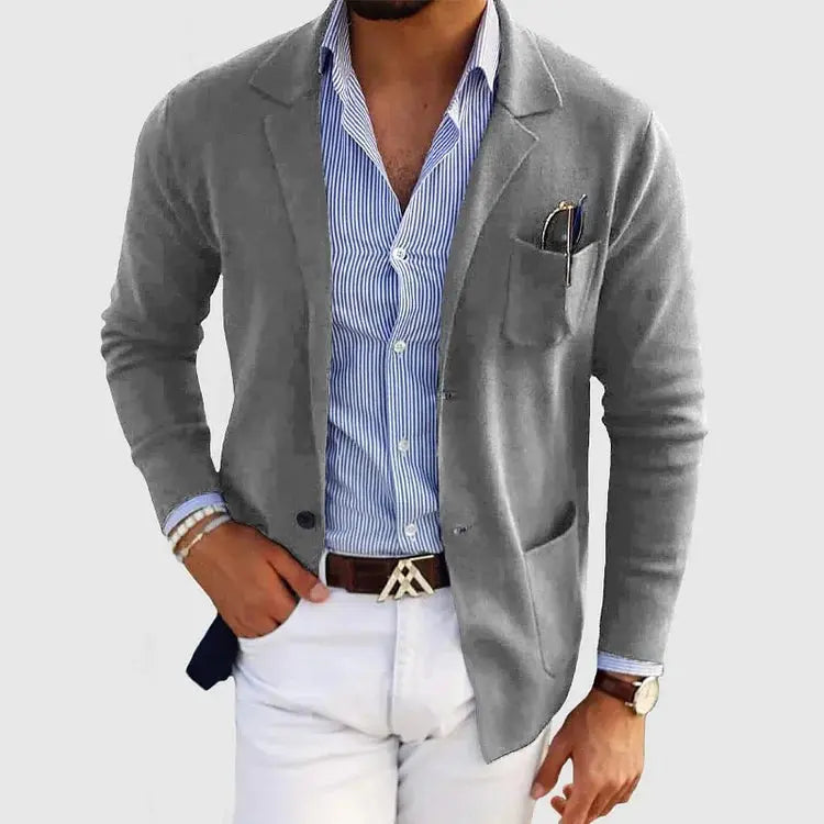 Emmett | Men's Knit Notched Lapel Front Pocket Blazer
