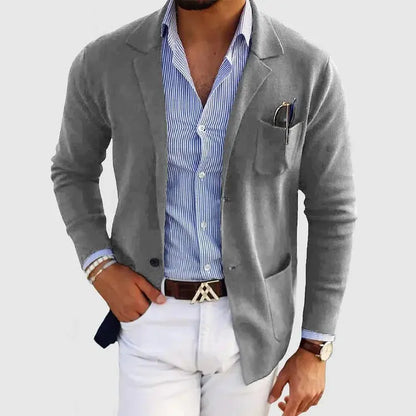 Emmett | Men's Knit Notched Lapel Front Pocket Blazer