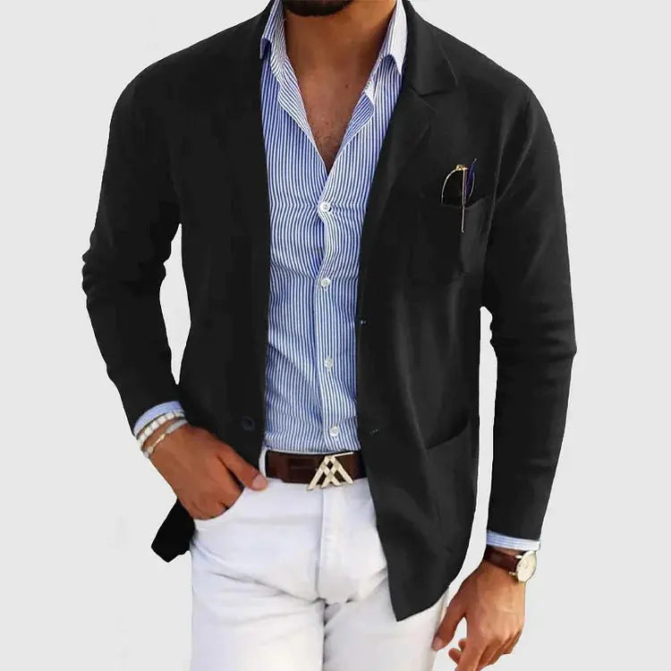 Emmett | Men's Knit Notched Lapel Front Pocket Blazer