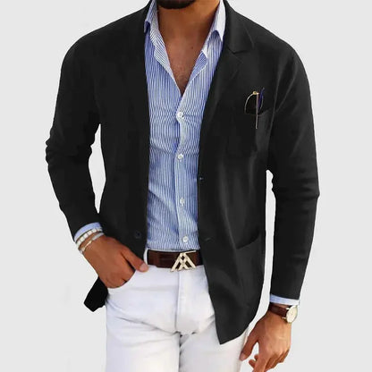 Emmett | Men's Knit Notched Lapel Front Pocket Blazer