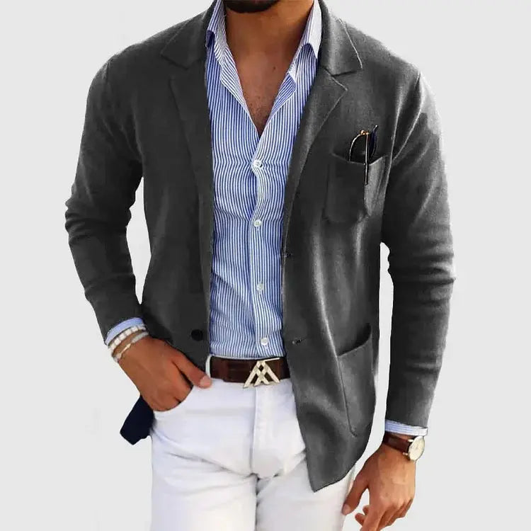 Emmett | Men's Knit Notched Lapel Front Pocket Blazer
