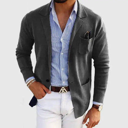 Emmett | Men's Knit Notched Lapel Front Pocket Blazer