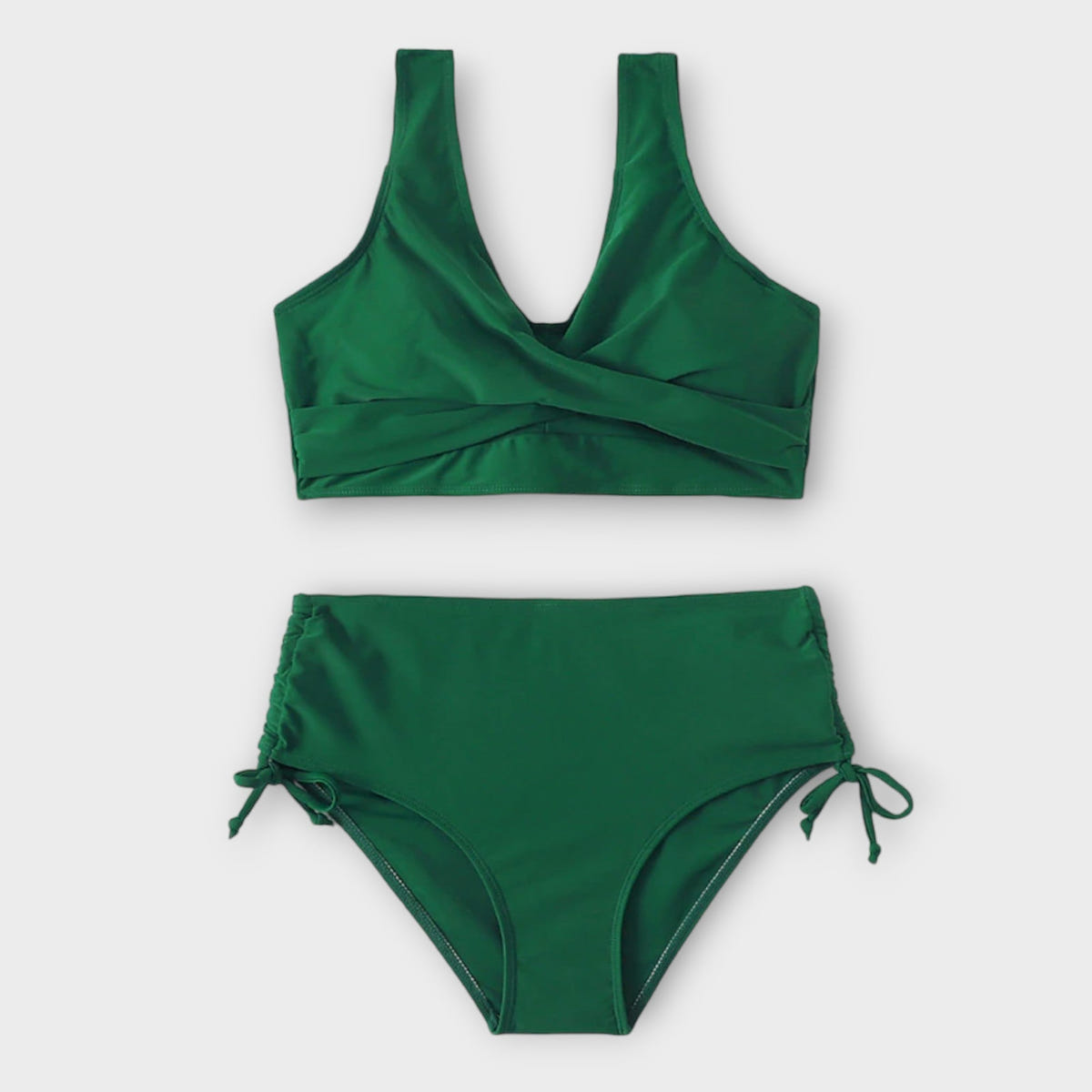 Arden | High Waisted Bikini Set Wrap Cross Front Ruched