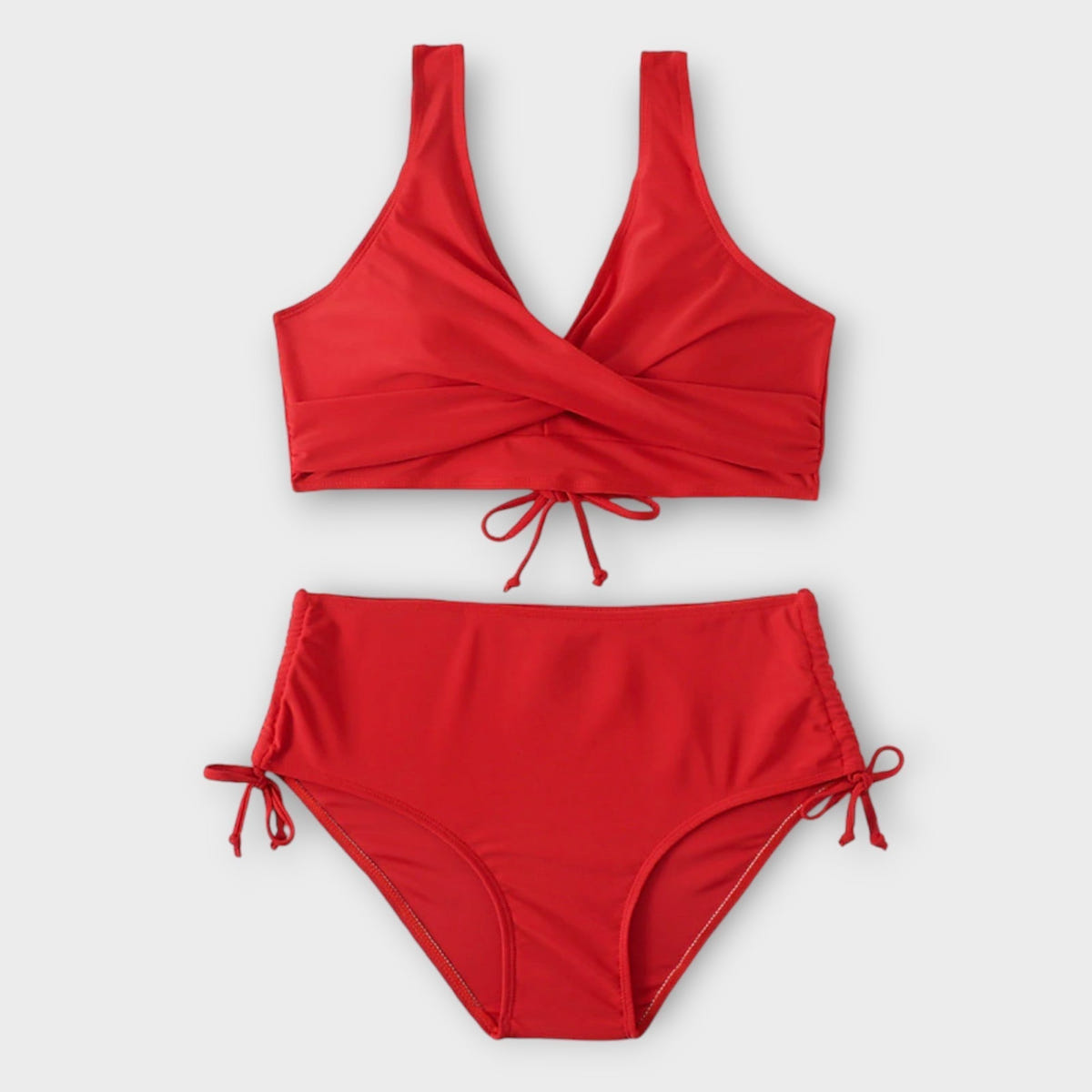 Arden | High Waisted Bikini Set Wrap Cross Front Ruched